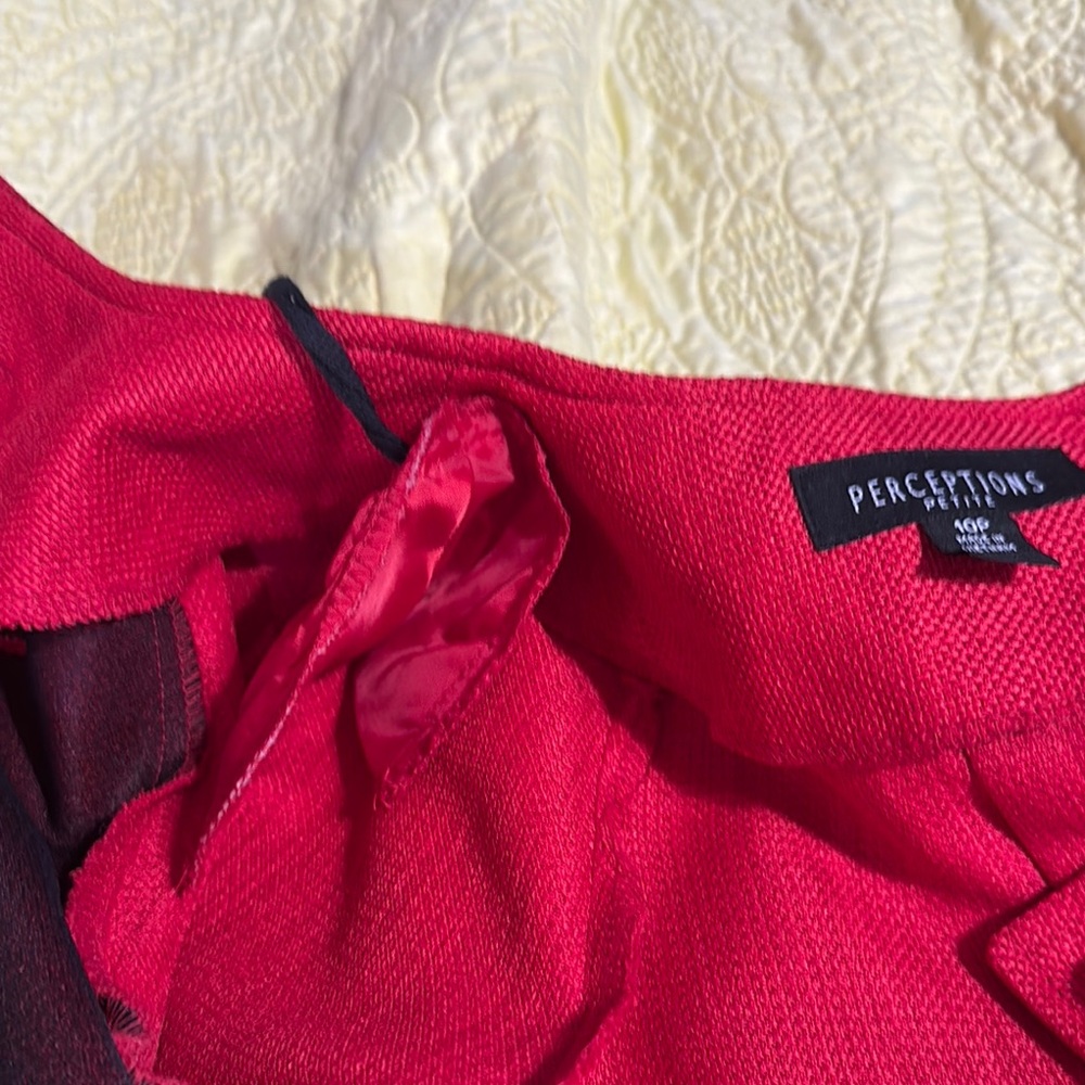 Perceptions Petite Red Textured Jacket and pants - Picture 3 of 10